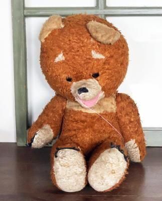 アンティークベア　☆　テディベア　☆　鳴きます　♡ ロシア眉毛ベア M 赤茶 | 鳴き笛入り - 香川県高松市 ヨーロッパの古い