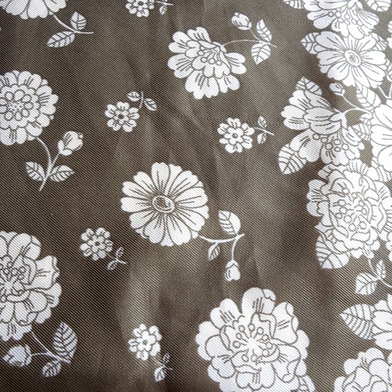 Vs5106 ヴィンテージスカーフ オリーブグリーンにモノトーンで描かれた花柄