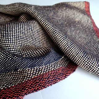 ny123 リトアニアの手織りリネン＆シルクスカーフ ツヤが美しい、ブラウン系の渋カラー