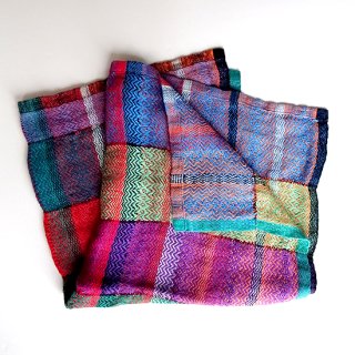ny168 リトアニアの手織りリネンスカーフ リネン100% オレンジ、ブルー、パープル、グリーンetcカラフル！