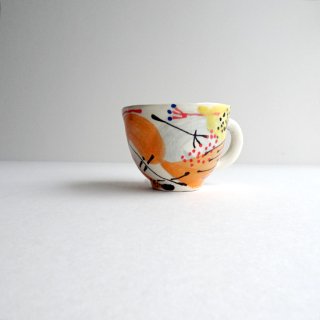 sc163 リトアニア 手びねりの形とラフな手書きイラスト 味のある陶器 エスプレッソカップ型 キツネ
