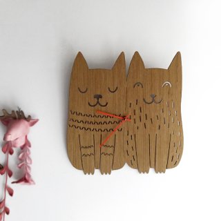 リトアニア EtnoDesignエトノデザイン 猫が寄り添う木の時計