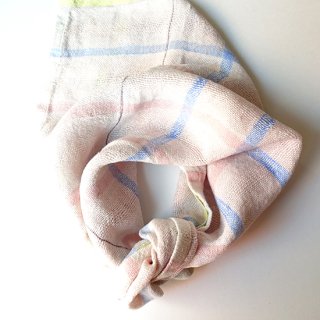 ny306 リトアニアの手織りリネンスカーフ リネン100% パステルカラーのうっすらとした色合い 約62×69cm