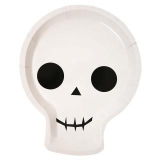【Meri Meri メリメリ】ガイコツ型プレート 白 ドクロ スカル  ペーパープレート 紙皿 12枚入【ハロウィン HALLOWEEN パーティー 紙皿 】（45-2365） ◆SALE