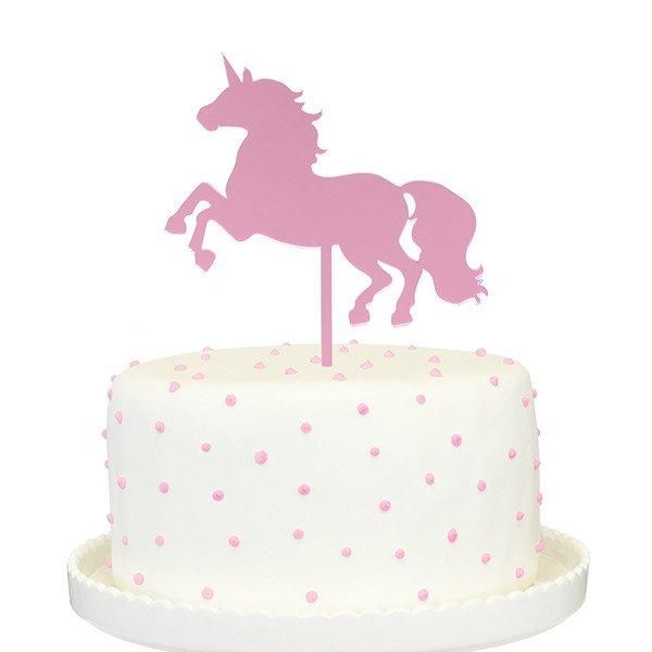 【ケーキトッパー】ピンク　ユニコーン　アクリル　ミラー仕上げ 【ケーキ用飾り】cake topper Unicorn 誕生日 ファーストバースデイ  1歳誕生日 メール便可