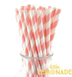 Sambellina ペーパーストロー ピンク ストライプ 24本 紙ストロー パーティーストロー リトルレモネード Sambellina ペーパーストロー ピンク ストライプ 24本 紙ストロー パーティーストロー リトルレモネード