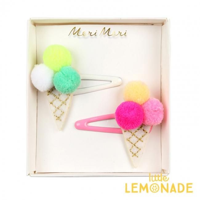 Meri Meri メリメリ ヘアクリップ ポンポンのアイスクリーム ヘアピン ヘアアクセサリー キッズ 女の子 プレゼント Pom Pom Ice Cream Hair Slides リトルレモネード