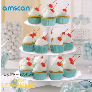 【amscan アムスキャン】ホワイト カップケーキスタンド【紙製】【3段】(140075.08)