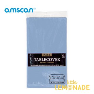【amscan】【テーブルクロス】使い捨てテーブルクロス　ペールブルー　プラスチック製 テーブルカバー(PG77015.108)