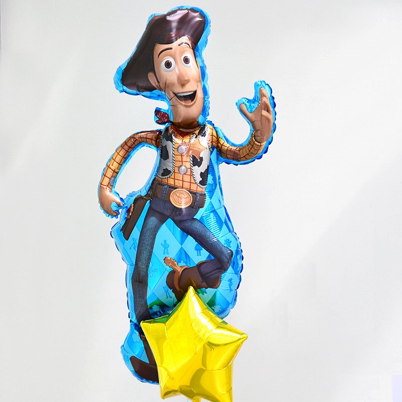 送料無料 浮かせてお届け トイストーリー ウッディ スターのバルーンブーケ Toy Story Woody Balloon バルーン 誕生日 星 男の子 贈り物 ヘリウムガス入り メッセージ付 風船 飾り バルーン電報 あす楽 リトルレモネード
