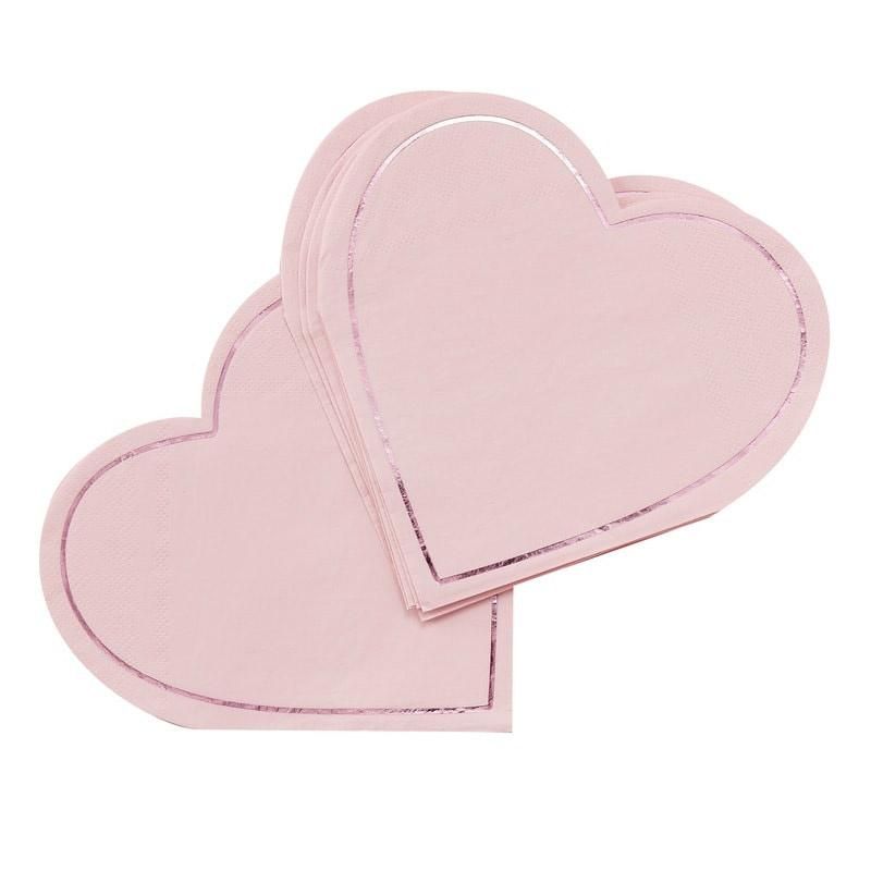 Ginger Ray ハート型 ペーパーナプキン 16枚入り 紙ナプキン ピンク ハート 誕生日 バレンタイン パーティ Pink Heart ペーパータオル ジンジャーレイ あす楽 リトルレモネード