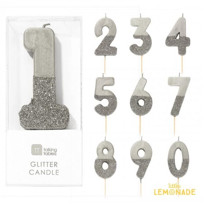 グリッターナンバーキャンドル／シルバー【0から9まで】【Talking