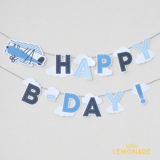 【Party Deco】リトルプレイン バースデーバナー 飛行機 ガーランド 男の子 乗り物 誕生日（GRL27）