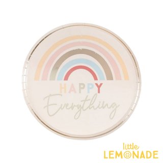 【Ginger Ray】 HAPPY EVERYTHING ペーパープレート 8枚入り 紙皿 HAPPY EVERYTHING NATURAL RAINBOW PLATES (HAP-113)