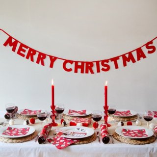 【Talking Tables】 MERRY CHRISTMAS グリッターガーランド クリスマス レッド バナー