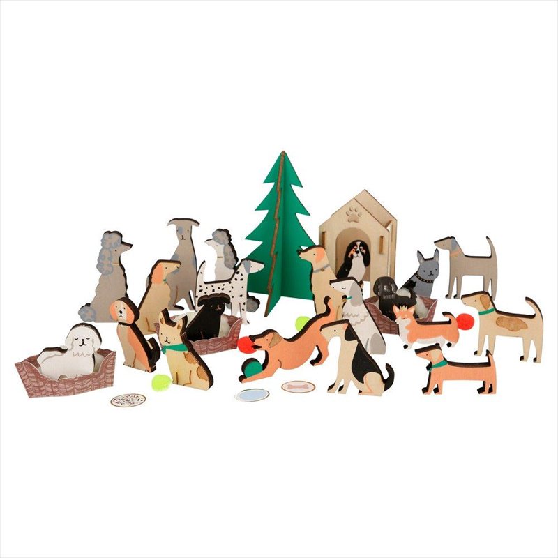 【Meri Meri】犬の木製アドベントカレンダー 子ども いぬ イヌ 専用ケース付き クリスマス Wooden Dog Advent Calendar  Suitcase おしゃれ メリメリ あす楽 リトルレモネード