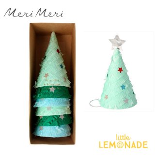 【Meri Meri】 クリスマス ツリーのパーティーハット 3色6個入り フリンジのクリスマスツリー Fringed Christmas Tree Party Hats  (217774）