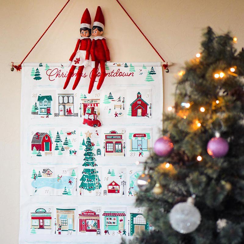 アドベントカレンダー 壁掛け クリスマス ツリー サンタ 飾り付け 赤
