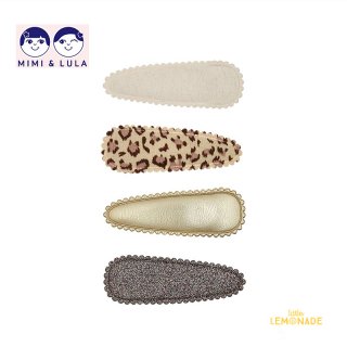 【Mimi&Lula ミミアンドルーラ】  LEOPARD SPARKLE MABELS / ヒョウ柄 ヘアクリップ 4個セット（ML80207881）