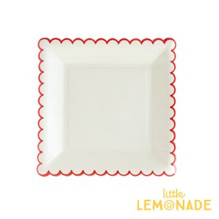 【my mind's eye】 ホワイト×レッド スカラップ ペーパープレート  8枚入り 紙皿  Believe White/Red Scallop Plate クリスマス（BEC849) 