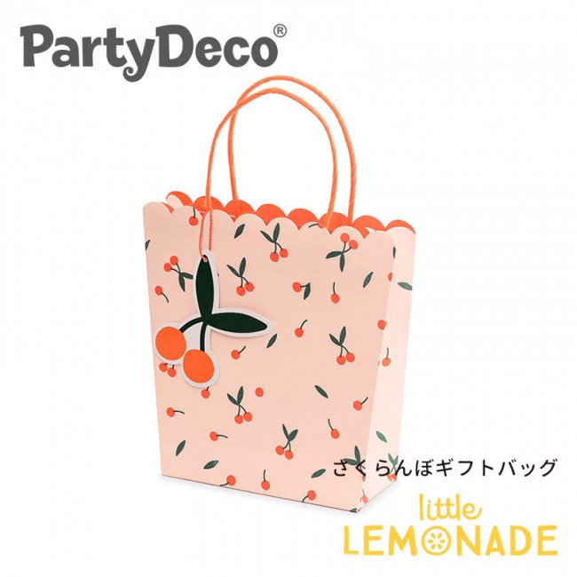 Party Deco】さくらんぼ柄 ギフトバッグ 1枚 チェリー ペーパーバッグ