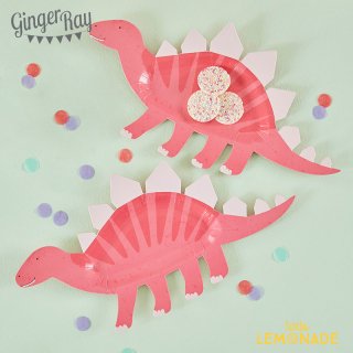 【Ginger Ray】 ピンクダイナソー ペーパープレート 8枚セット 恐竜 ペーパープレート紙皿 ダイナソー (DINO-104)