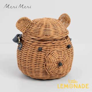 【Meri Meri】 Bear Handbag  ラタン製 ハンドバッグ くま クマ カゴバック ポシェット 子供用カバン (221895)　