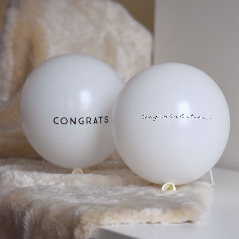 【風船】「 Congratulations 」1枚 ばら売り ホワイト ゴシック体