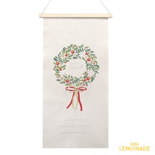 刺繍タペストリー 【クリスマス】クリスマスリース Xmas クリスマス Christmas wreath 飾りつけ (CM1529-A)
