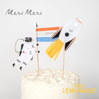 【Meri Meri】スペースロケット ケーキトッパー 2本セット 宇宙飛行士とスペースシャトル トッパー 宇宙 惑星 ギャラクシー (223263)