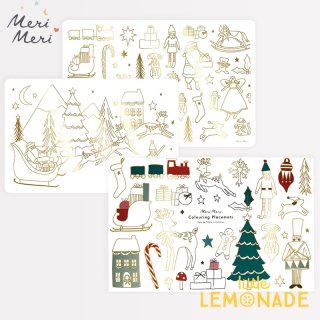【Meri Meri】 クリスマス 塗り絵ができるプレイスマット 8枚入り  紙製 ランチョンマット Christmas Colouring Placemats (225612）