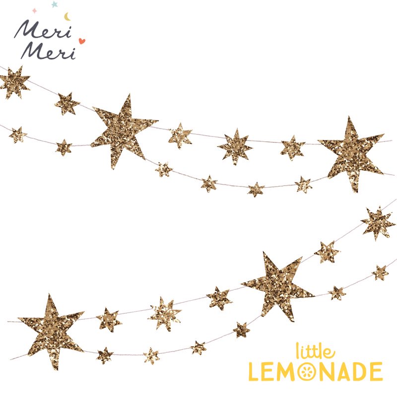 【Meri Meri】 グリッタースターガーランド Eco Glitter Stars Garland