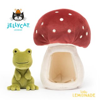【Jellycat ジェリーキャット】  Forest Fauna Frog フォレスト ファウナ フロッグ ぬいぐるみかえる きのこの隠れ家   (FORF2F) 【正規品】