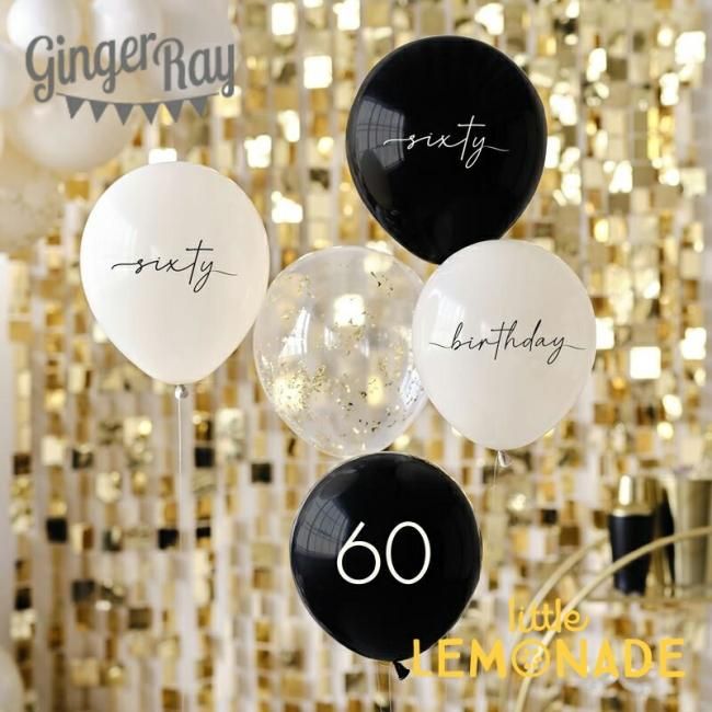 Ginger Ray】 60歳 還暦 お誕生日ゴム風船5枚セット 60th バルーン Ginger Ray】 60歳 還暦 お誕生日ゴム風船5枚セット 60th バルーン
