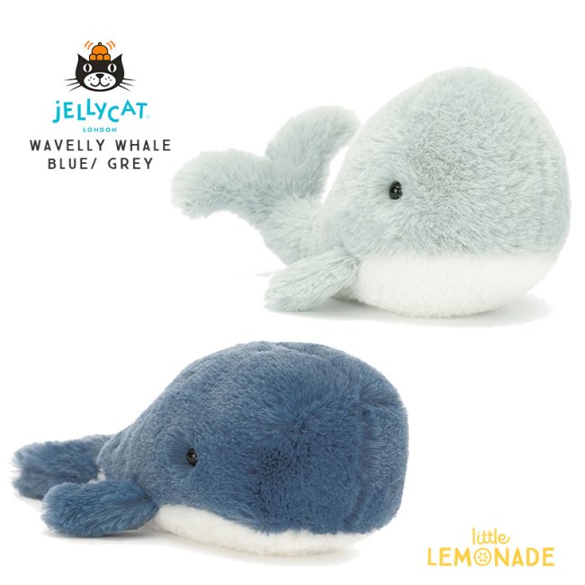 【Jellycat ジェリーキャット】 Wavelly Whale | Blue / Grey (WAV6B 