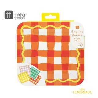 【Talking Tables】 マルチカラー ギンガム スクエア ペーパープレート 12枚セット Square Gingham Paper Plates (EVERY-PLATE-MIX)