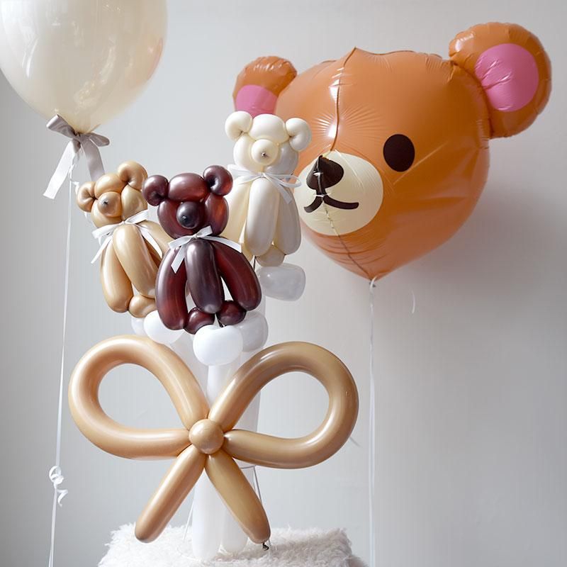 浮かせてお届け / 膨らませてお届け 】 立体的なクマちゃんの顔とくま