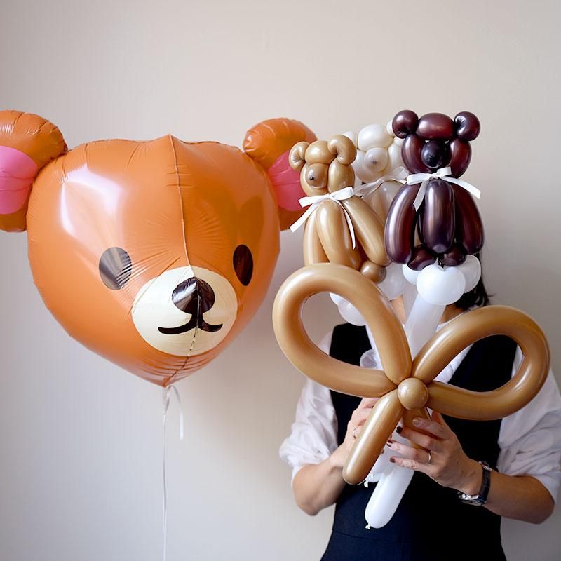 浮かせてお届け / 膨らませてお届け 】 立体的なクマちゃんの顔とくま