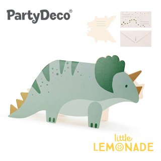 【Party Deco】 ダイナソー トリケラトプス 恐竜 グリーティングカード 封筒付 ６枚セット Invitations Triceratops (ZPP2)