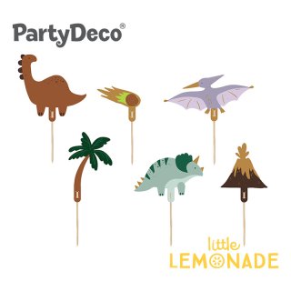 【Party Deco】ダイナソー 恐竜  ケーキトッパーセット 6本セット Cake toppers Dinosaurs  (KPT71)