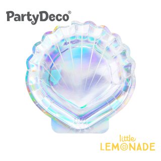 【Party Deco】 マーメイド 貝殻 紙皿 6枚セット ペーパープレート イリディセント  Plates Mermaid (TPP43-017)