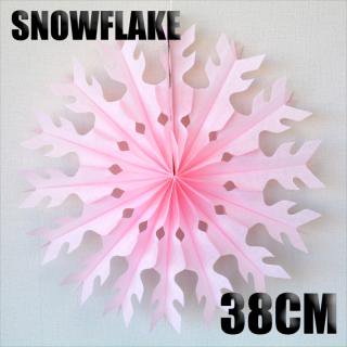 ペーパー ファン　スノーフレーク 38cm　ライトピンク　雪の結晶  【4個までメール便発送可】 SALE