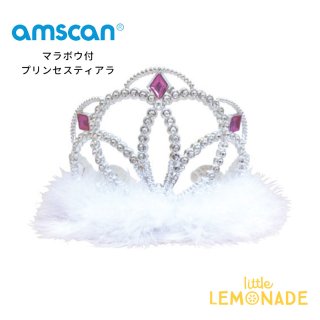 【amscan】プリンセス ティアラ　ホワイト マラボウ付 ( PG258305) クラウン SALE
