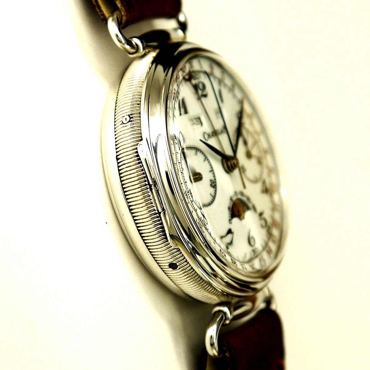 シャテラン　クロノグラフ　トリプルカレンダー　ムーンフェイズ　SV925　手巻　中古　腕時計
