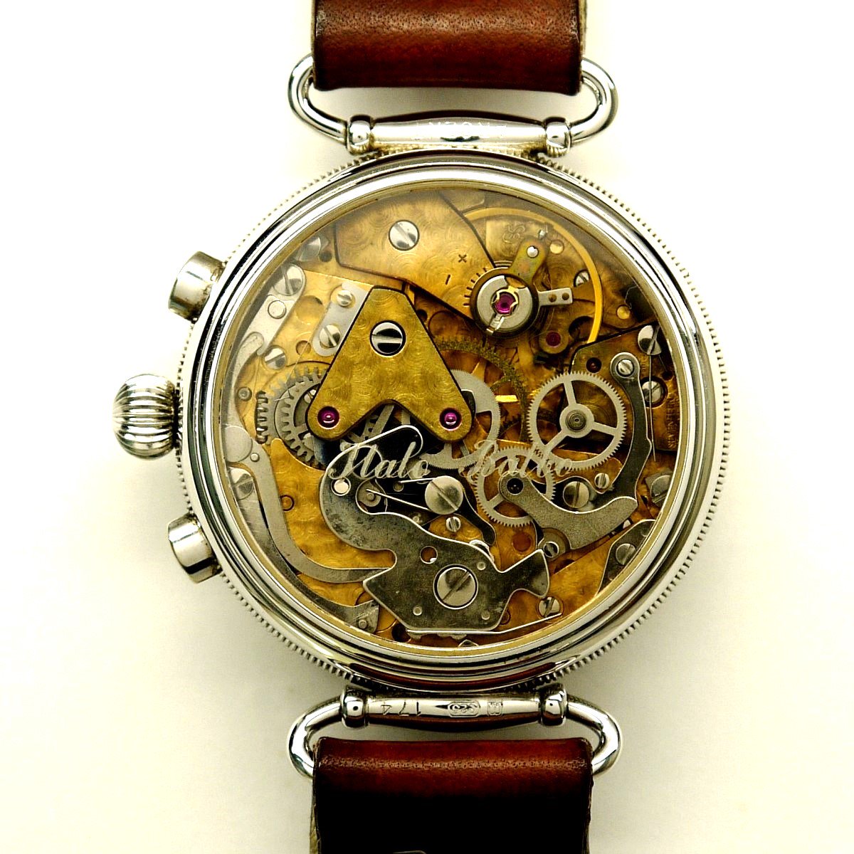 シャテラン　クロノグラフ　トリプルカレンダー　ムーンフェイズ　SV925　手巻　中古　腕時計