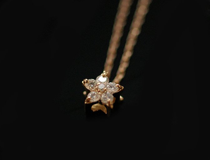 18金 ピンクゴールド 天然ダイヤモンド 星型 ネックレス K18PG PGK18