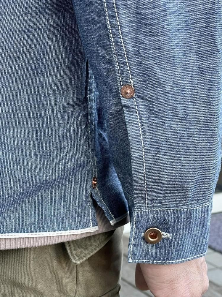 エフオービーファクトリー【FOB FACTORY】 chambray P/O shirt