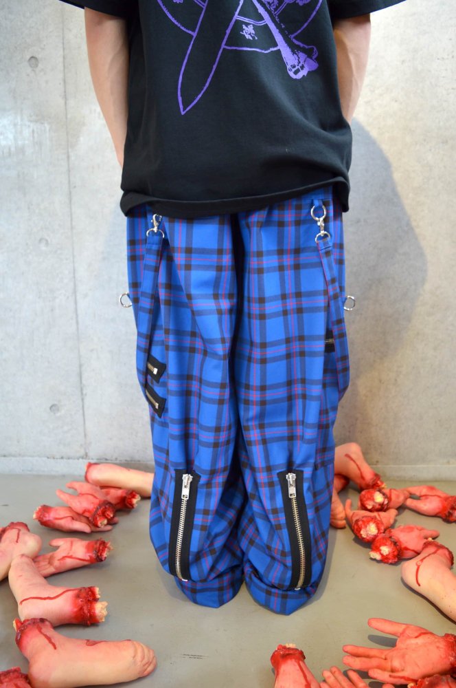 WIDE ZIP & STRAPS TARTAN PANTS - KIDILL ROOM ONLINE SHOP