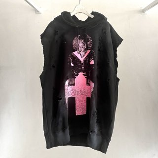Damaged emary grave no sleeve hoodie