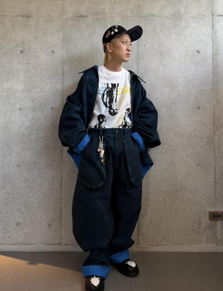 BLACK STAINED DUCK PANTS - KIDILL ROOM ONLINE SHOP